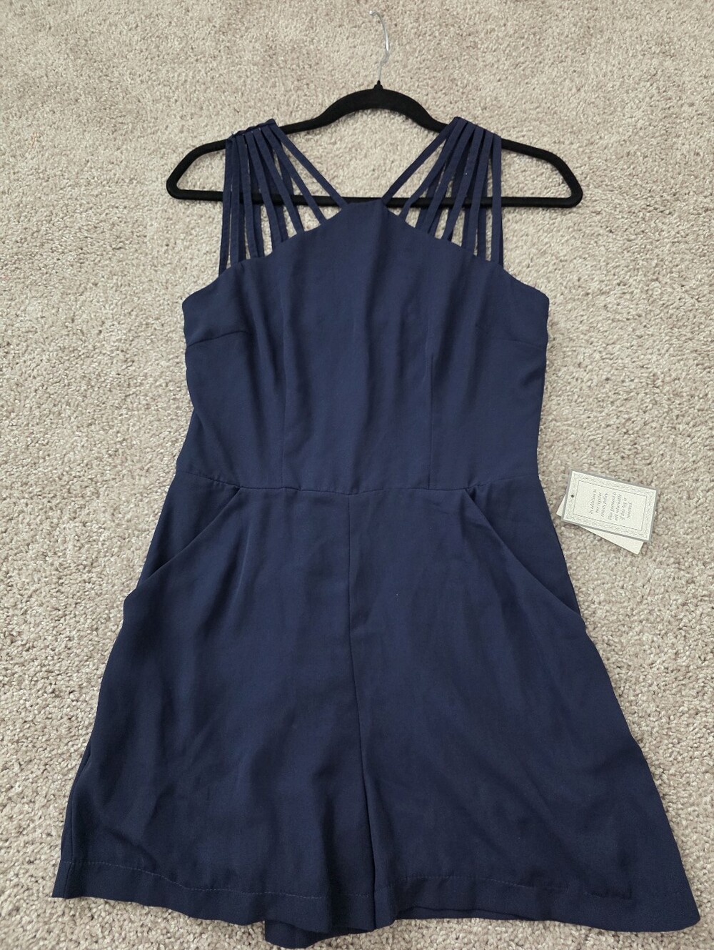 B Darlin Navy Blue Strappy Romper